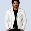 Men's Apex White Genuine Leather Biker Jacket