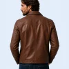 Men's Brown Maverick Genuine Leather Jacket Back