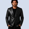 Men's Prestige Black Genuine Leather Blazer