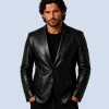Men's Prestige Black Genuine Leather Blazer Front