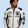 New Men's Polar White Sheepskin Leather Biker Jacket