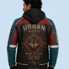 New Men's Urban Wolf Sheepskin Leather Hooded Jacket back