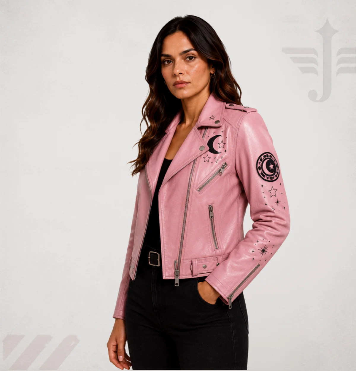 Women's brown leather jacket