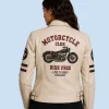 Women's Heritage Cream Sheepskin Leather Shirt Collar Jacket Back