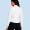 Women's Ivory White Genuine Leather Moto Biker Jacket Back
